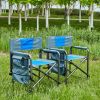 2-piece Padded Folding Outdoor Chair with Storage Pockets,Lightweight Oversized Directors Chair for indoor, Outdoor Camping, Picnics and Fishing,Blue/