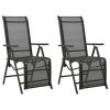 Reclining Patio Chairs 2pcs Textilene and Aluminum Black