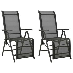 Reclining Patio Chairs 2pcs Textilene and Aluminum Black