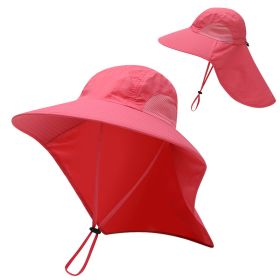 Fishing Sun Hat UV Protection Neck Cover Sun Protect Cap Wide Brim Neck Flap Fishing Cap For Travel Camping Hiking Boating (Color: Red)