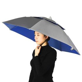 Women Men Folding Sun Rain Cap for Fishing Camping Hiking (Color: Silver, Type: Umbrella Hat)