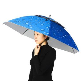 Women Men Folding Sun Rain Cap for Fishing Camping Hiking (Color: Blue, Type: Umbrella Hat)